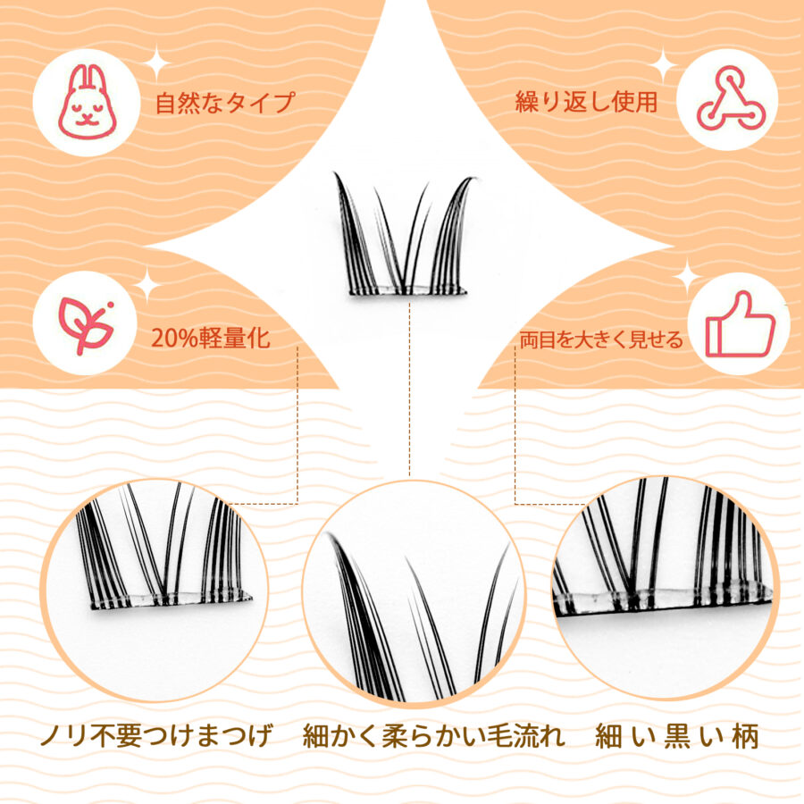 LASHIDOL 部分つけまつげ のり不要 すぐピタまつ毛 部分用 つけまつげ のり付き 束感まつ毛 つけま 接着剤付き付けまつげ ノリがいらないつけまつげ セグメント化された自己接着まつげ ナチュラル 人気 DIY 自然な  (NO.06) - 画像 (3)