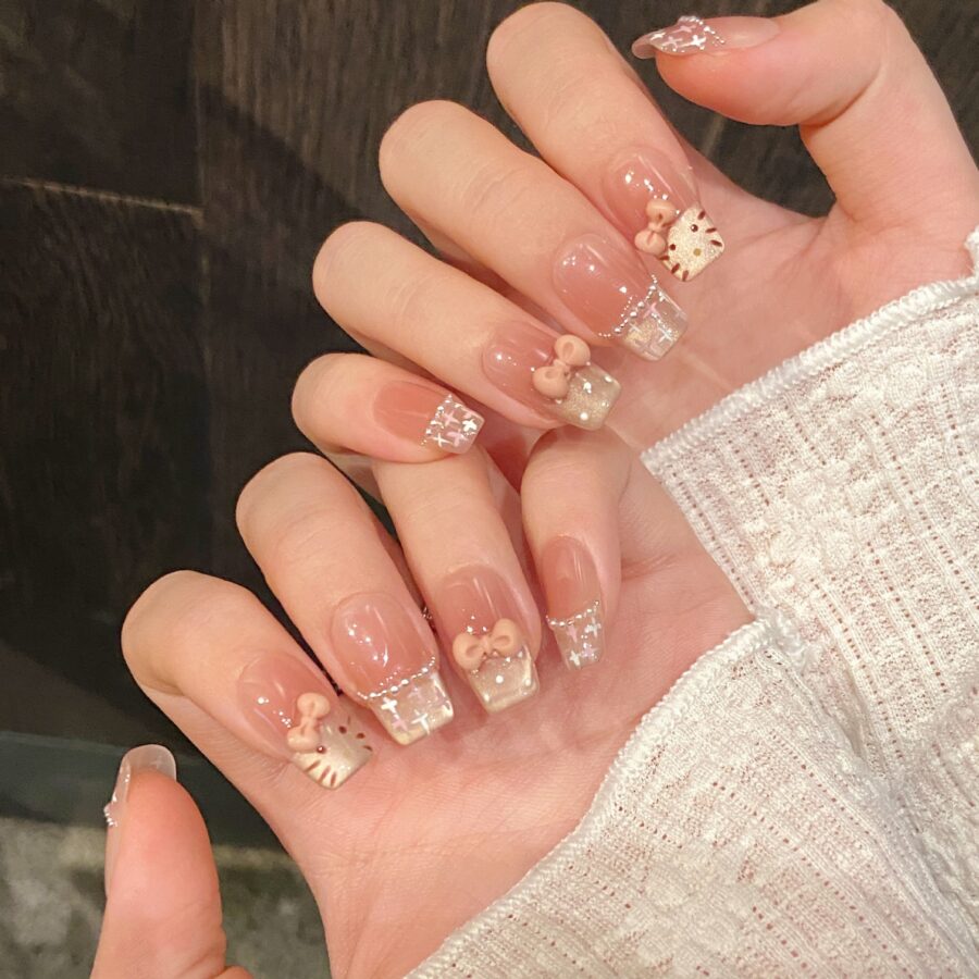 Lashidol ネイルチップ ハンドメイド 付け爪 10枚入 貼るだけ 簡単装着 自然なフィット感 大人可愛いデザイン