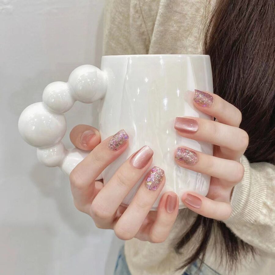 Lashidol ネイルチップ ハンドメイド 付け爪 10枚入 貼るだけ 簡単装着 自然なフィット感 大人可愛いデザイン